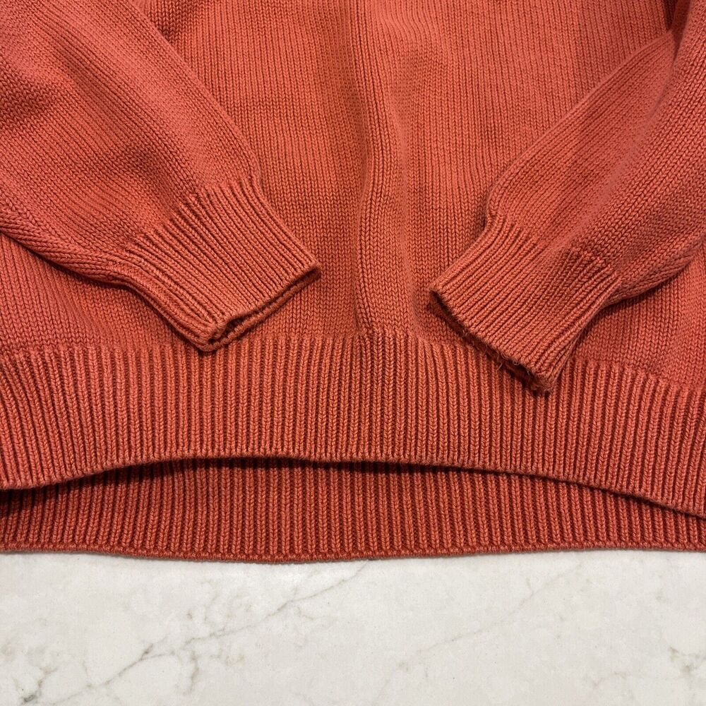 Lands End Sweater Womens Large Salmon Orange Cotton Long Sleeve Pullover V Neck - Picture 3 of 8